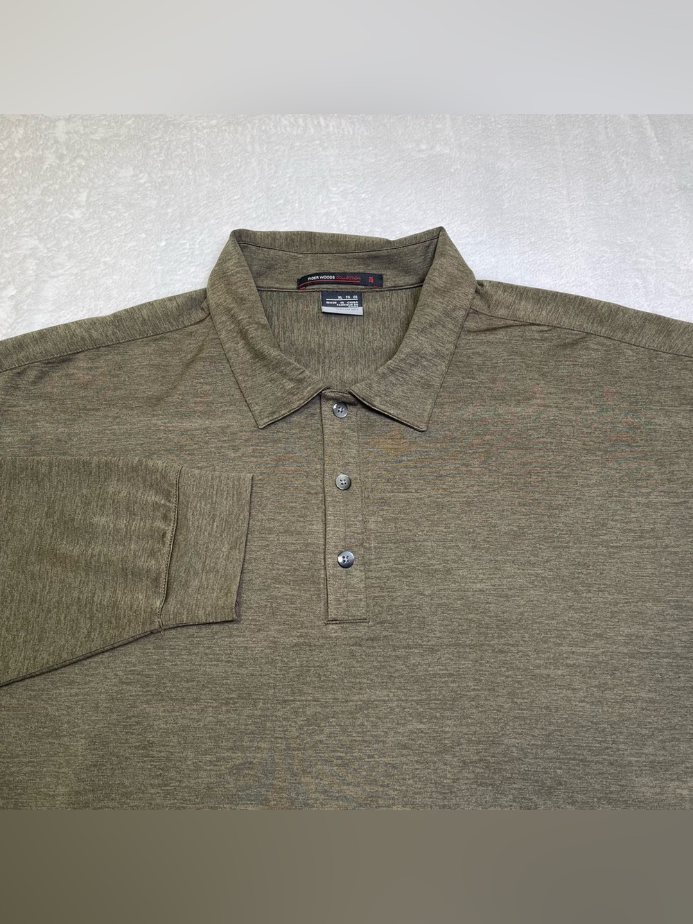 Nike Golf Tiger Woods Collection Long Sleeve Polo XL Olive Brown Heathered